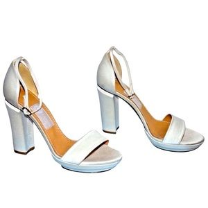 Summer Sales Lanvin White Silky Satin Classic Sandal Bridal 39 New in Box